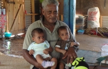 Chief Lepani and two of his grandchildren.