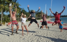 Oh what a feeling! Celebrating our 3rd place in the Coconut Olympics.
